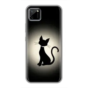 Чехол с принтом для Realme C11 (AlphaPrint) Модные коты (Силуэт котика)