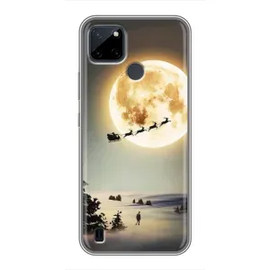 Новорічні, Святкові Чохли для Realme C12 - 2024 год (Санта на місяці)
