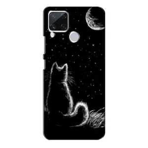Чохол з принтом для Realme C15 (AlphaPrint) Модні коти (Котик і місяць)