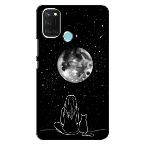 Чехол с рисунком кот на Realme C17 (Девушка с котом)