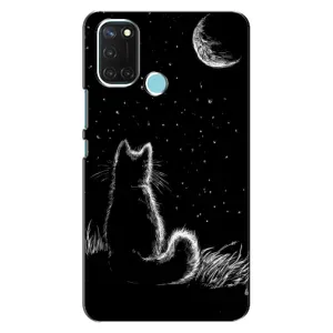 Чехол с принтом для Realme C17 (AlphaPrint) Модные коты (Котик и луна)