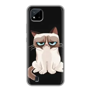 Чехол с принтом для Realme C11 (2021) / C20 (AlphaPrint) Модные коты (Грустный кот)