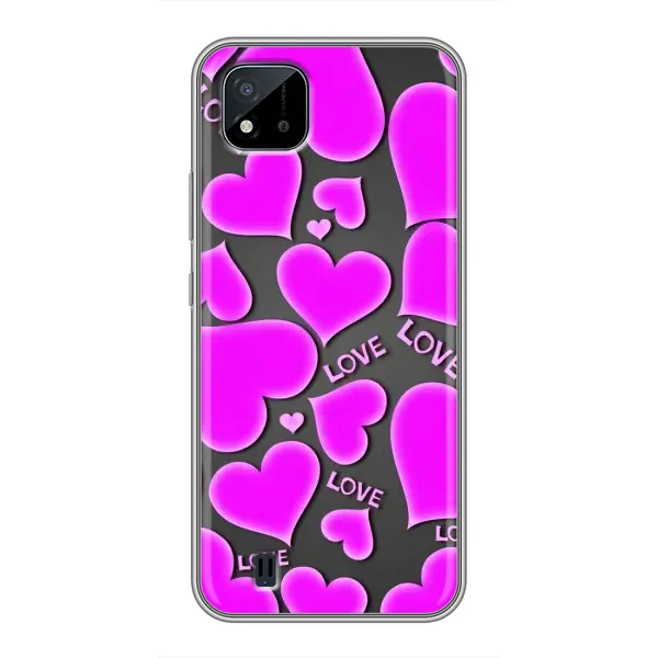 Чехол с принтом «Pink hearts» для Realme C11 (2021) / C20 Чехол с принтом «Pink hearts» для Realme C11 (2021) / C20