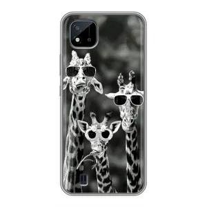 Силиконовый чехол с КАРТИНКАМИ лето для Realme C11 (2021) / C20 (AlphaPrint) (Жирафы в очках)