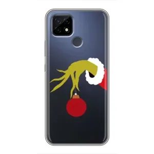 Зимні Чохли для RealMe Ц21 - прозорий фон (Грінч з іграшкою)
