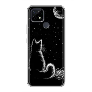 Чехол с принтом для Realme C21 (AlphaPrint) Модные коты (Котик и луна)