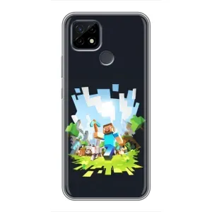 Чехол Майнкрафт на Realme C21 (AlphaPrint) Minecraft (персонажи Minecraft)
