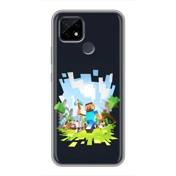 Чехол с принтом «персонажи Minecraft» для Realme C21 Чехол с принтом «персонажи Minecraft» для Realme C21