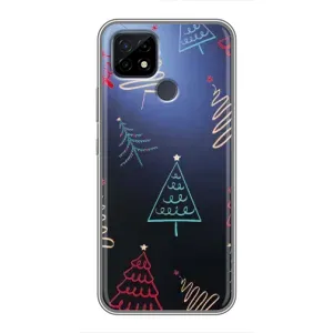 Зимні Чохли для RealMe Ц21 - прозорий фон (Різдвяні ялинки)