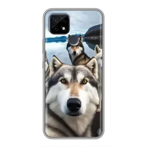 Чехол с Хаски для Realme C21 - (AlphaPrint) (Селфи ХАски)