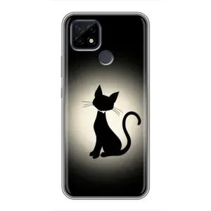 Чехол с принтом для Realme C21 (AlphaPrint) Модные коты (Силуэт котика)