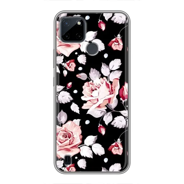 Чехол с принтом «Цветочки на черном» для Realme C21Y