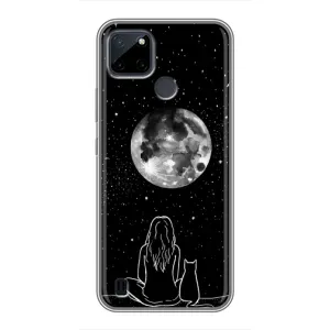 Чехол с рисунком кот на Realme C25Y (Девушка с котом)