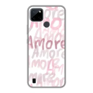 Чехол с розовым рисунком для Realme C25Y (Аморе любовь)