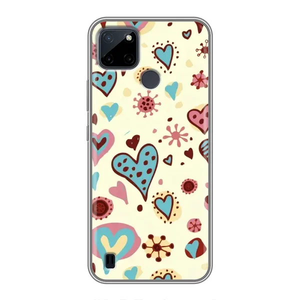 Чохол з принтом «Сердечки» для Realme C25Y