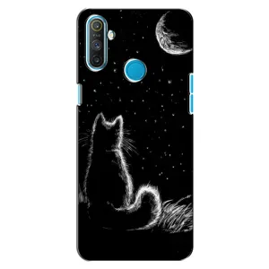Чохол з принтом для Realme C3 (AlphaPrint) Модні коти (Котик і місяць)
