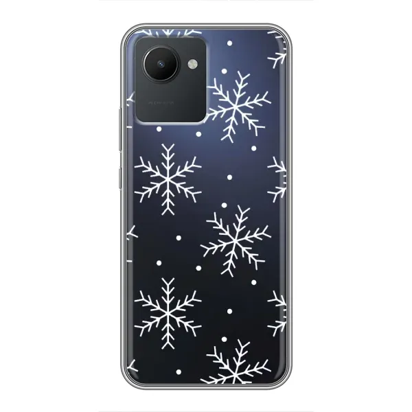 Чехол с принтом «Белые снежинки» для Realme C30 Чехол с принтом «Белые снежинки» для Realme C30