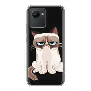 Чехол с принтом для Realme C30 (AlphaPrint) Модные коты (Грустный кот)