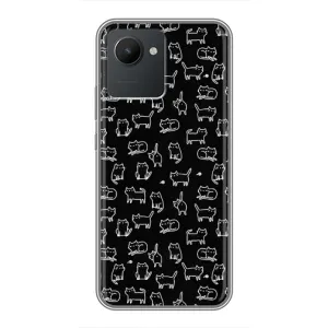Чехол с принтом для Realme C30 (AlphaPrint) Модные коты (Меленькие котики)
