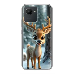 Яскравий чохол для Realme C30 з Зимові Оленята (Оленятко в лісі)