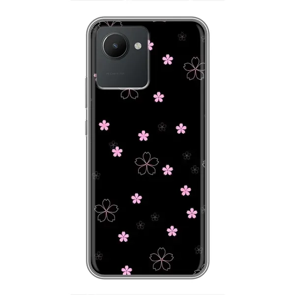Чохол з принтом «Рожеві квіти на чорному» для Realme C30