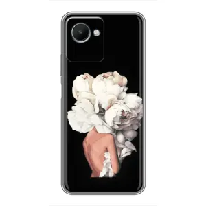 Чехлы (ART) Цветы на Realme C30s (VPrint) (Білі квіти)