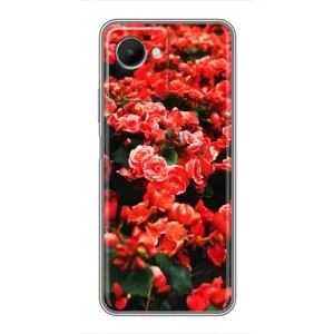 Чохли з квітами для Realme C30s (VPrint) (Квіти червоні)