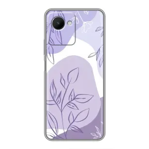 Силконовий чохол з принтом в квітах на Realme C30s (Фіолетове листя абстракція)