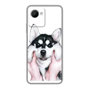 Чохол з Хаскі Realme C30s - (AlphaPrint) (Хаскі улибака)