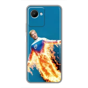 Чехол с принтом Фантастическая четверка для Realme C30s (Человек-факел в огне)
