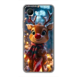Яскравий чохол для Realme C30s з Зимові Оленята (Олень з шарфом)