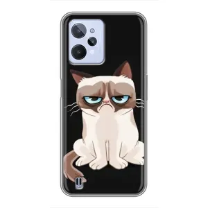 Чехол с принтом для Realme C31 (AlphaPrint) Модные коты (Грустный кот)