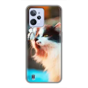 Чехол на Реалми С31 с Котами (VPrint) (Котик с бабочкой)