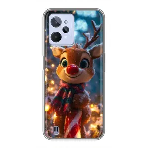 Яскравий чохол для Realme C31 з Зимові Оленята (Олень з шарфом)
