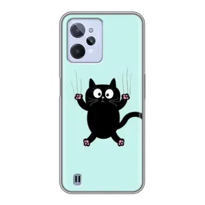 Чехол с принтом для Realme C31 (AlphaPrint) Модные коты (Падающий кот)