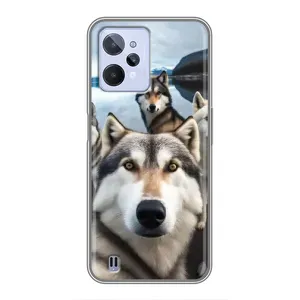 Чехол с Хаски для Realme C31 - (AlphaPrint) (Селфи ХАски)