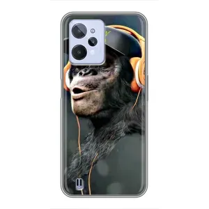 Чехол с Обезьянами Realme C31 - (AlphaPrint) (В наушниках)