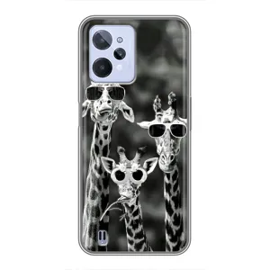 Силиконовый чехол с КАРТИНКАМИ лето для Realme C31 (AlphaPrint) (Жирафы в очках)