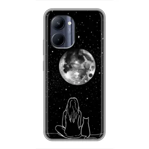 Чехол с рисунком кот на Realme C33 (Девушка с котом)