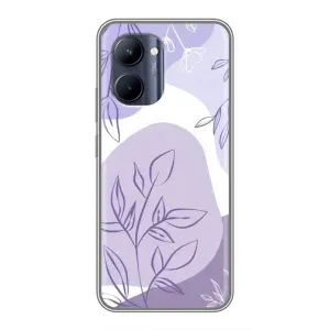 Силконовий чохол з принтом в квітах на Realme C33 (Фіолетове листя абстракція)