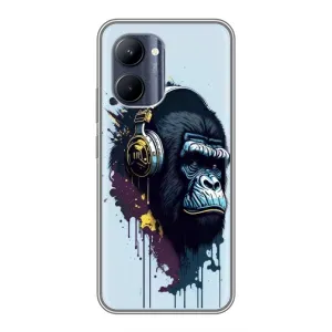 Чехол с Обезьянами Realme C33 - (AlphaPrint) (Горилла в наушниках)
