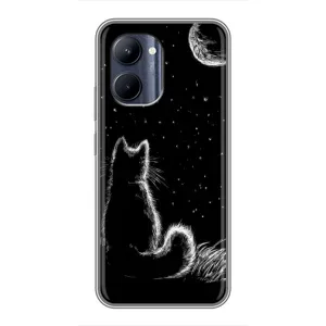 Чехол с принтом для Realme C33 (AlphaPrint) Модные коты (Котик и луна)