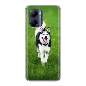 Чехол с Хаски для Realme C33 - (AlphaPrint) (Радостный Хаски)