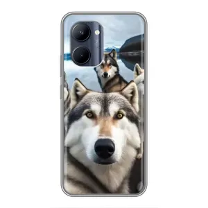 Чехол с Хаски для Realme C33 - (AlphaPrint) (Селфи ХАски)