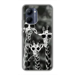 Силіконовий чохол з КАРТИНКАМИ літо для Realme C33 (AlphaPrint) (Жирафи в окулярах)
