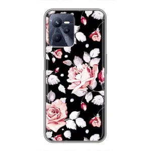 Чехлы с Цветами для Realme C35 (VPrint) (Цветочки на черном)