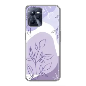 Силиконовый чехол с принтом в цветах на Realme C35 (Фиолетовые листья абстракция)