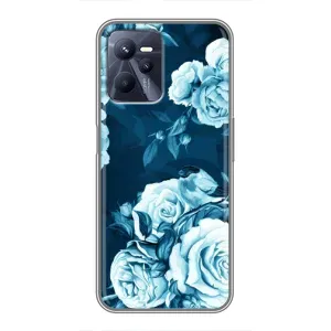 Чехлы (ART) Цветы на Realme C35 (VPrint) (Голубые Бутоны)