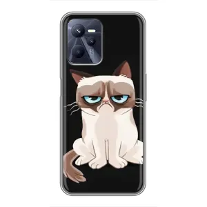 Чехол с принтом для Realme C35 (AlphaPrint) Модные коты (Грустный кот)