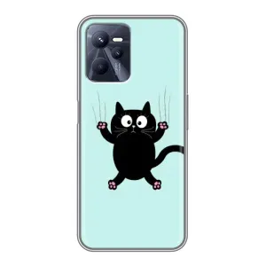 Чехол с принтом для Realme C35 (AlphaPrint) Модные коты (Падающий кот)